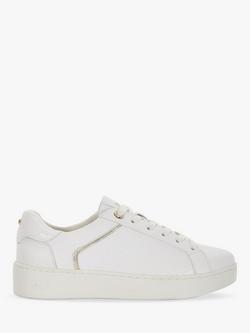 Dune London Elli Metallic Trim Trainers, White, White