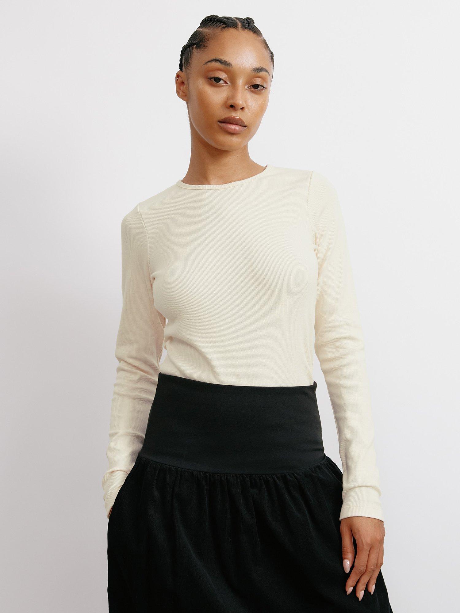 Albaray Ribbed Long Sleeve Top, Cream