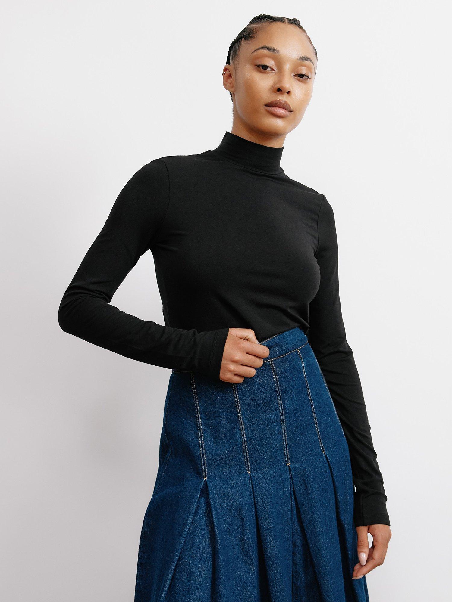 Product image 1 of 5, which shows Albaray Jersey Turtle Neck Top, Black, 8
