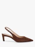 Dune Celinna Suede Heeled Slingback Pointed Courts, Chestnut