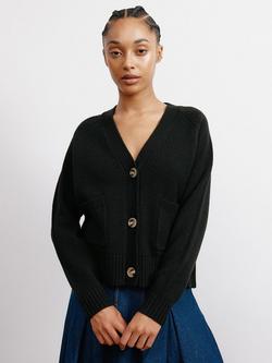 Albaray Pointelle Wool Blend Cardigan, Black, Black