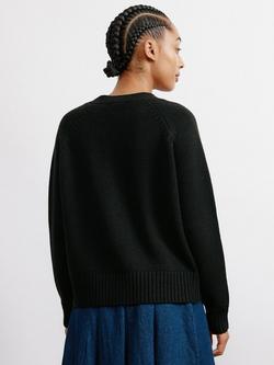 Albaray Pointelle Wool Blend Cardigan, Black - view 2, Black