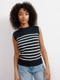 Albaray Organic Cotton Blend Stripe Tank Top, Navy/White