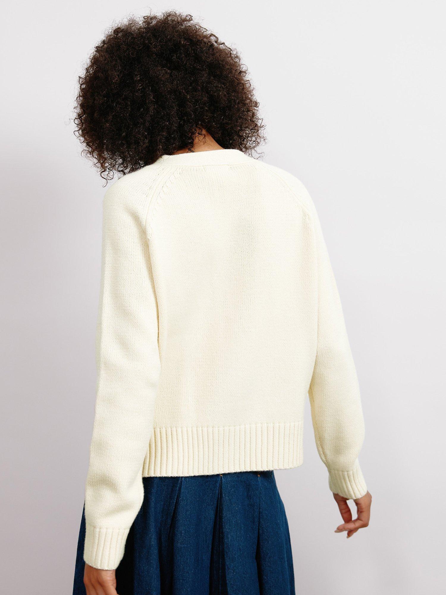 Product image 2 of 6, which shows Albaray Pointelle Wool Blend Cardigan, Cream, 8