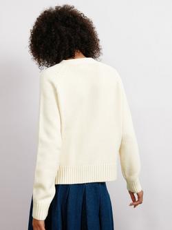 Albaray Pointelle Wool Blend Cardigan, Black - view 2, Cream