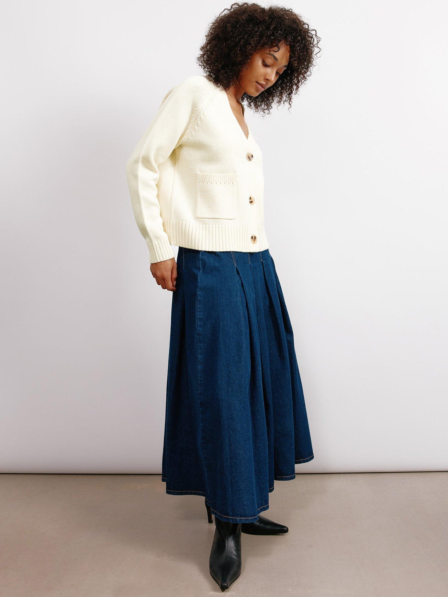 Product image 6 of 6, which shows Albaray Pointelle Wool Blend Cardigan, Cream, 8