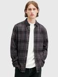 AllSaints Sonik Check Long Sleeve Shirt, Grey Mid