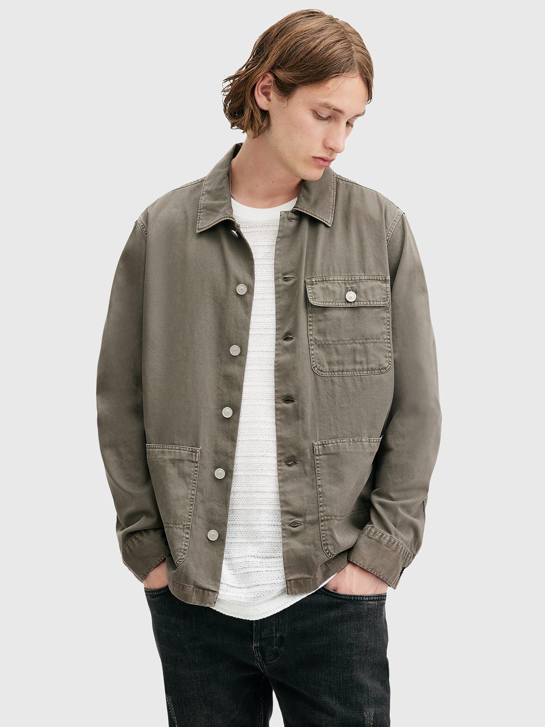 Product image 6 of 7, which shows AllSaints Nevis Chore Jacket, Mid Green, XS