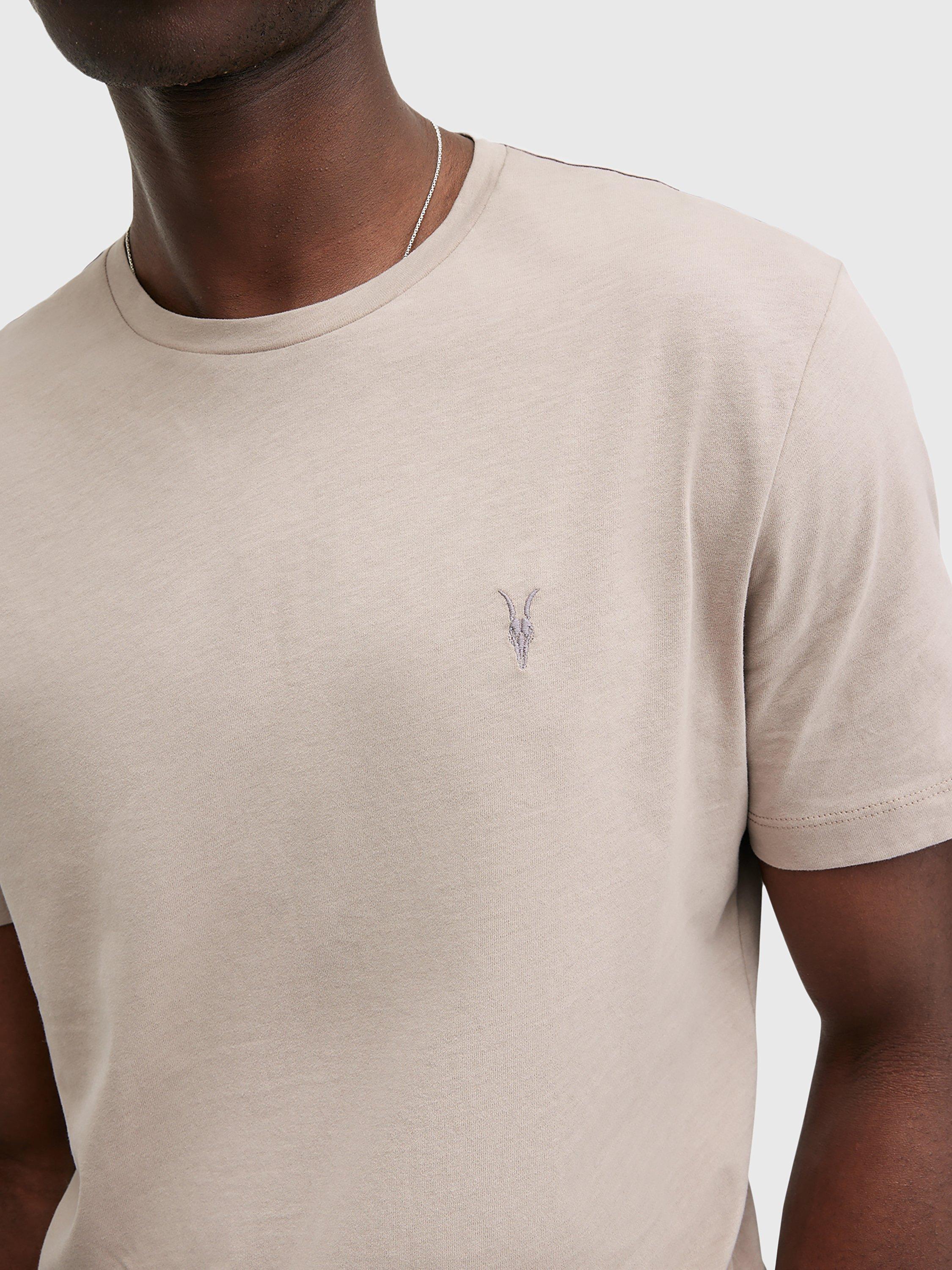 Product image 5 of 5, which shows AllSaints Brace Crew Cotton T-Shirt, Natural Taupe, XS