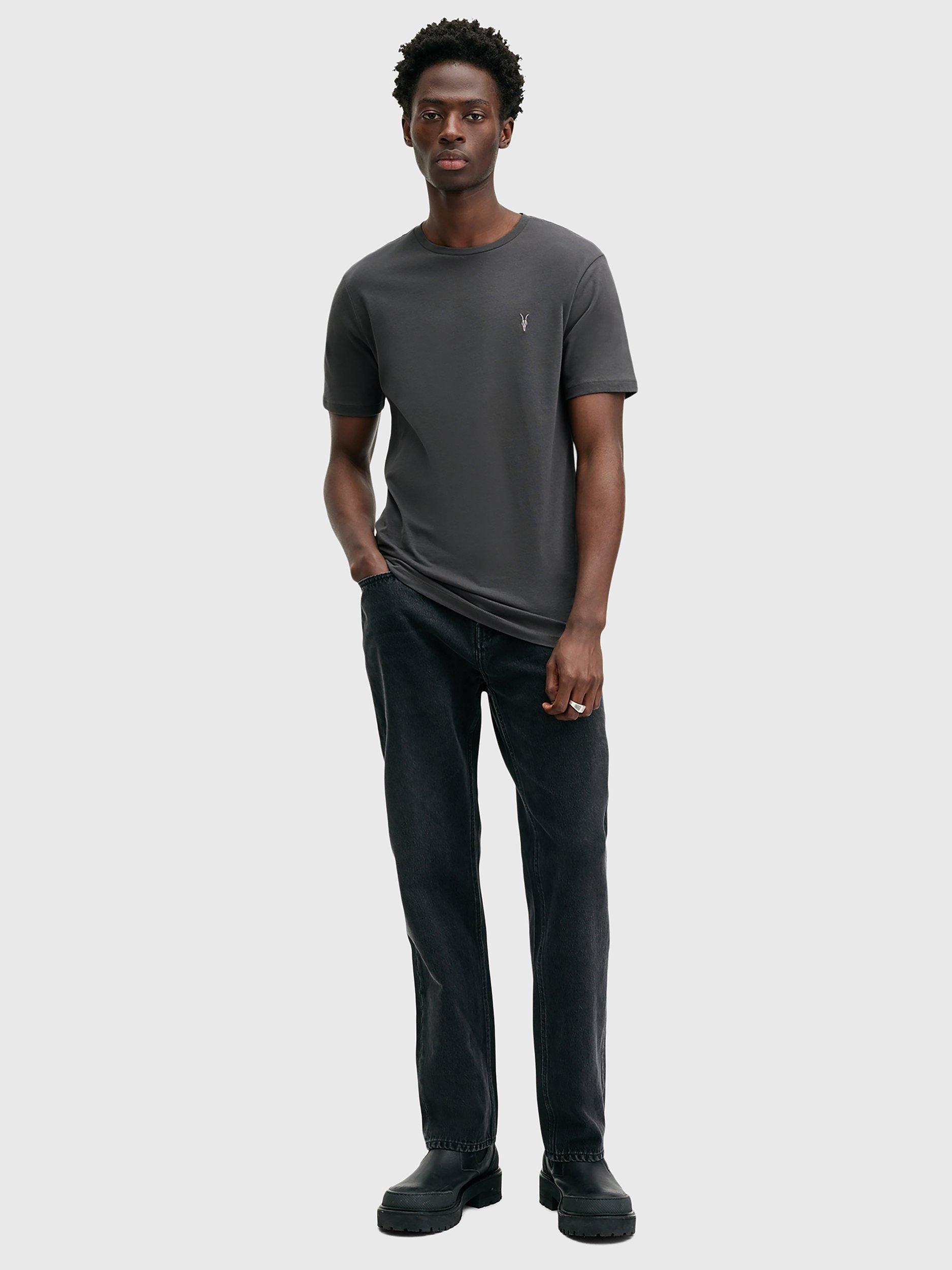 Product image 3 of 5, which shows AllSaints Brace Crew Cotton T-Shirt, Grey Mid, XXL