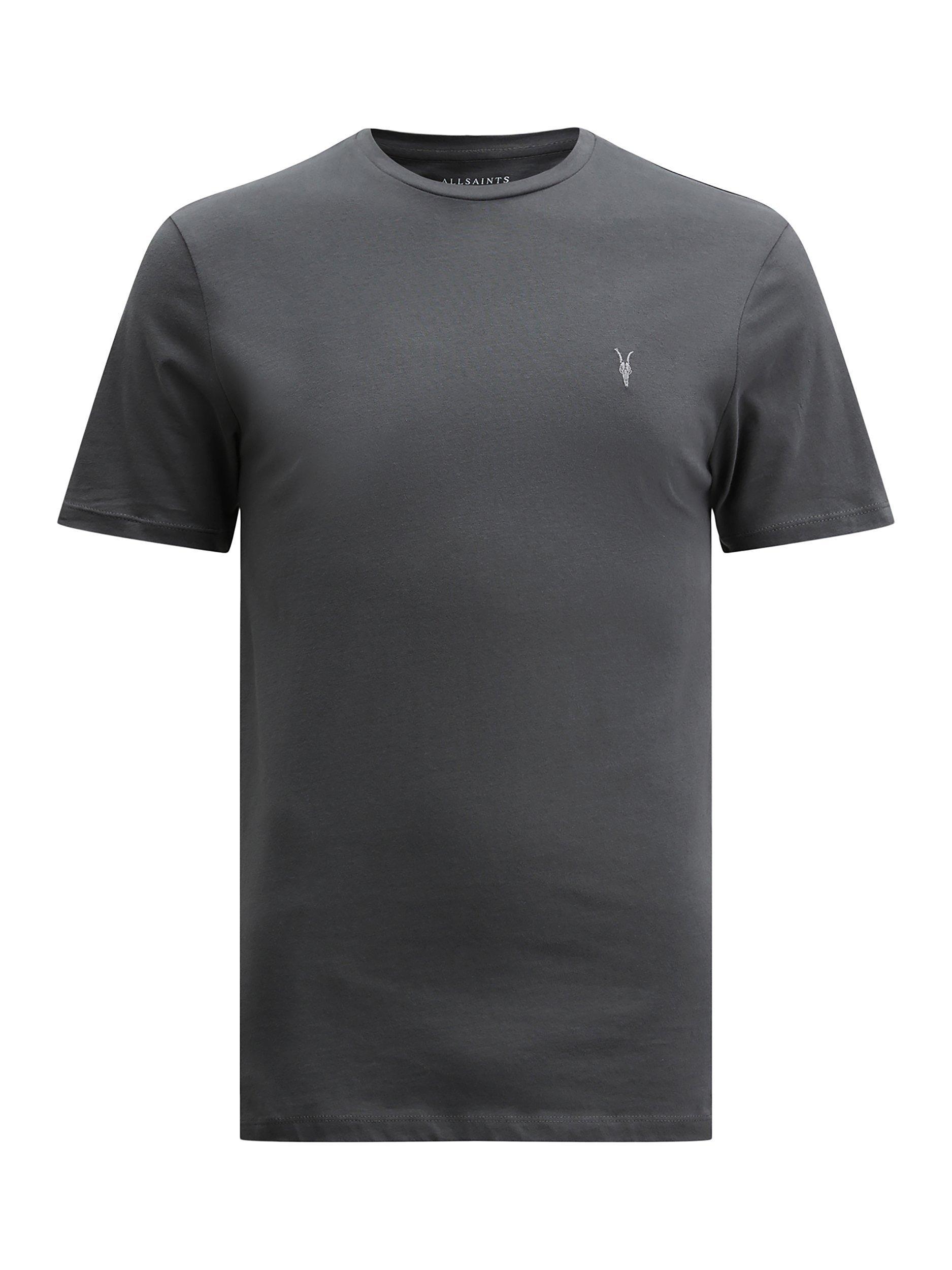 Product image 4 of 5, which shows AllSaints Brace Crew Cotton T-Shirt, Grey Mid, XXL
