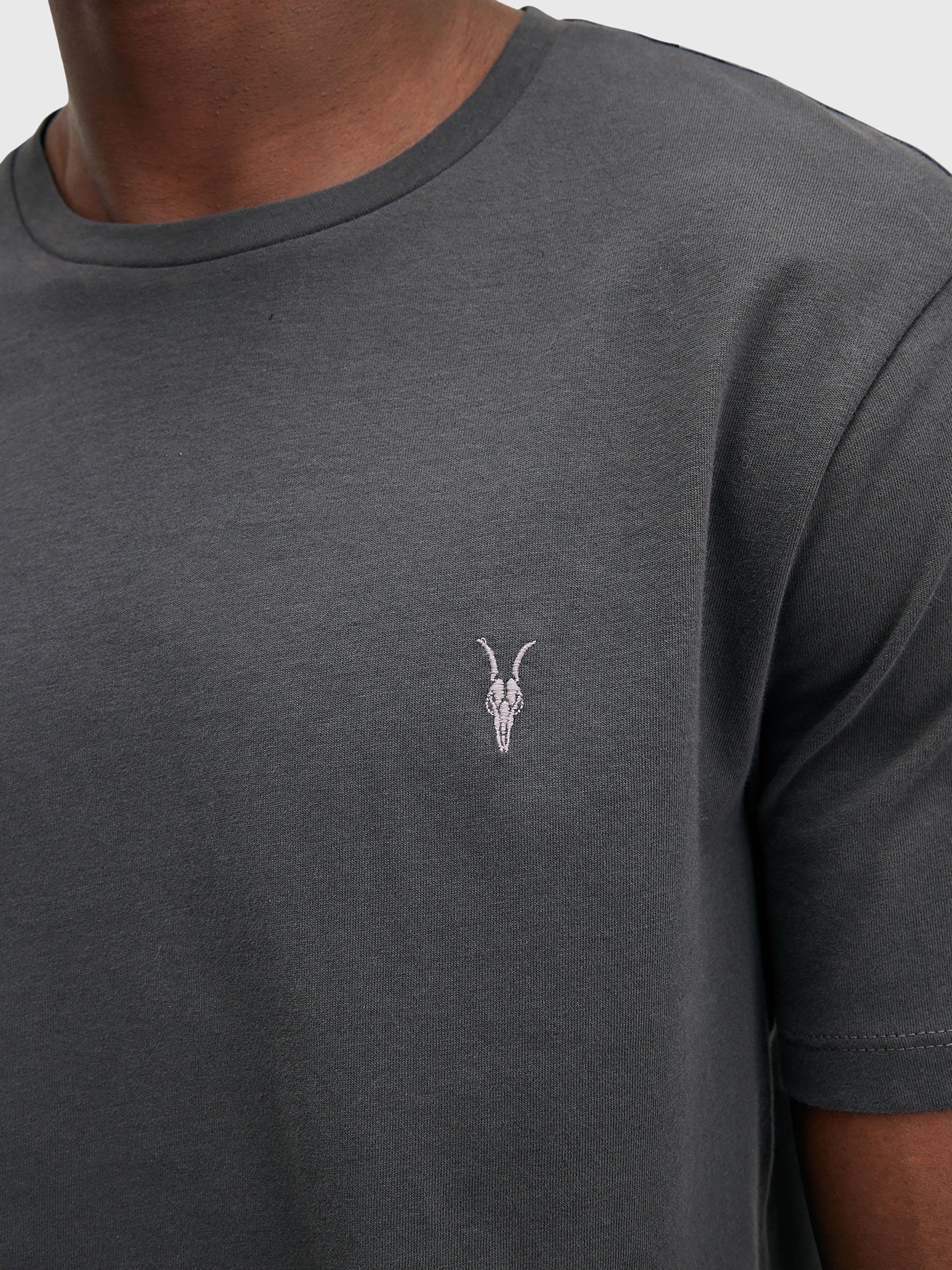 Product image 5 of 5, which shows AllSaints Brace Crew Cotton T-Shirt, Grey Mid, XXL