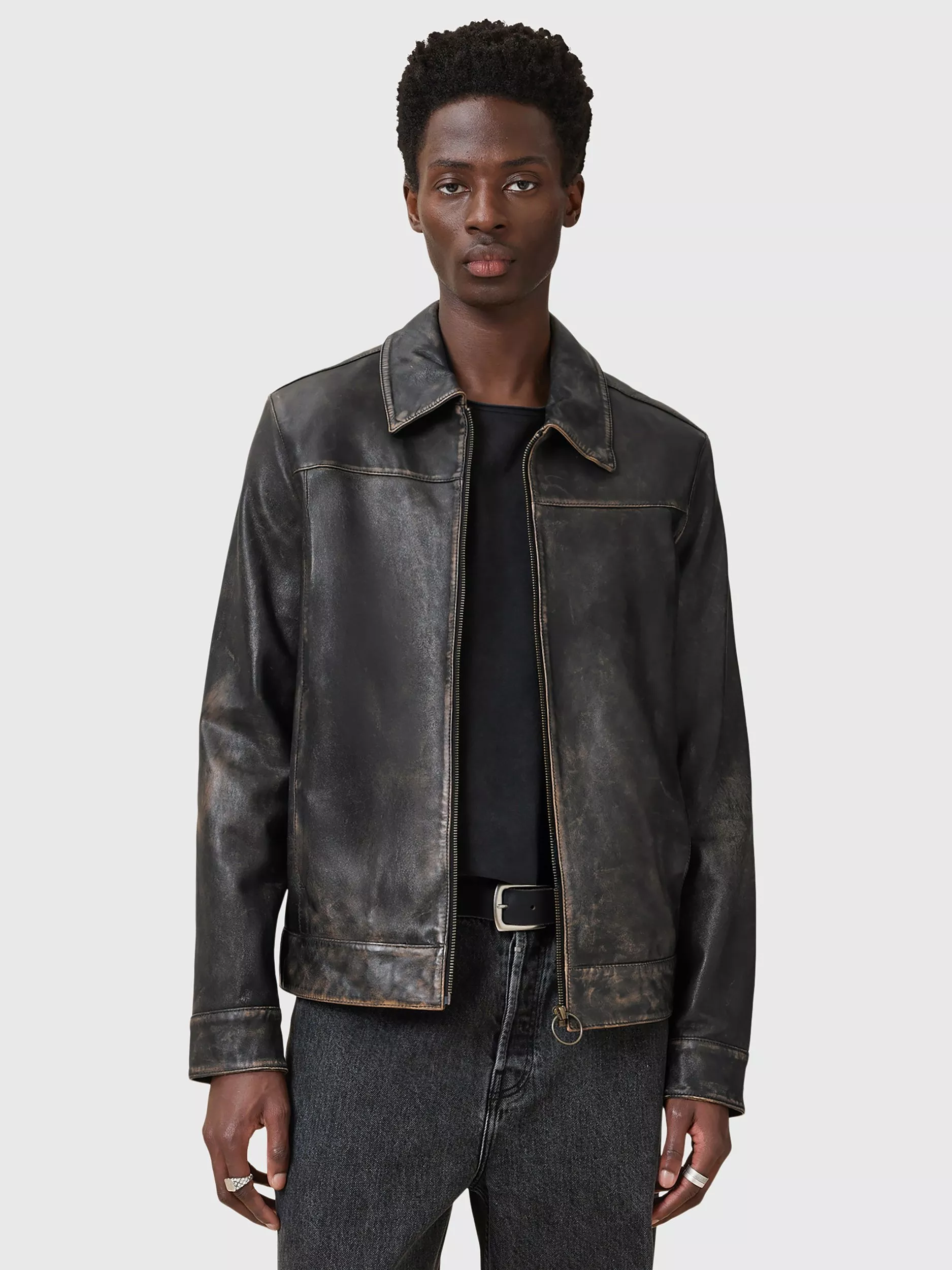 All Saints sale Black Leather Jacket