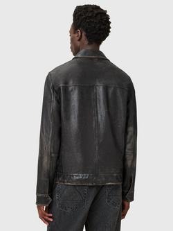 AllSaints Alkan Leather Jacket, Nearly Black - view 2, Nearly Black