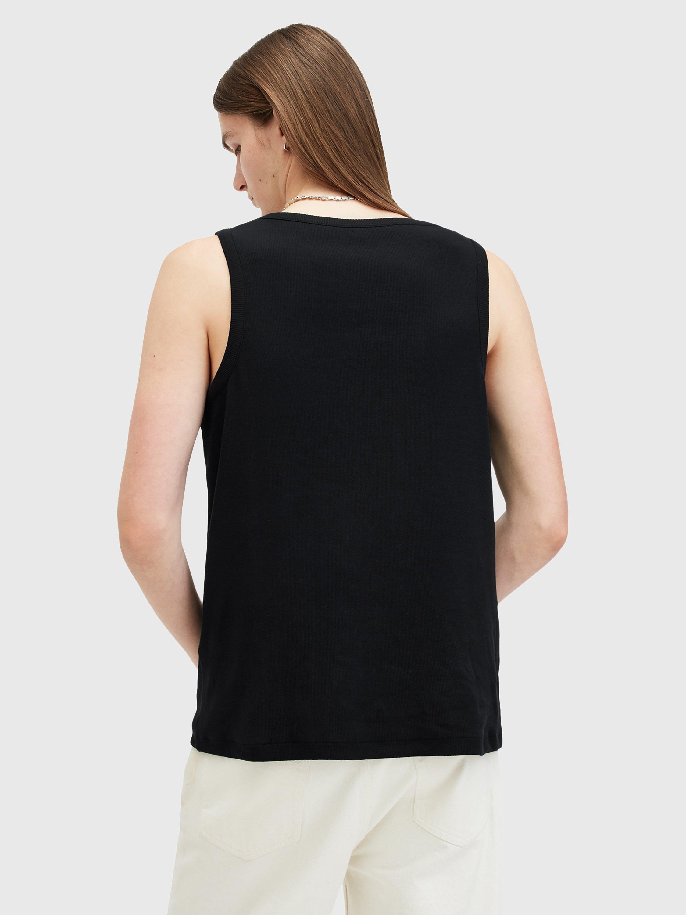 Product image 2 of 7, which shows AllSaints Edwards Organic Cotton Blend Vest, Black, XS