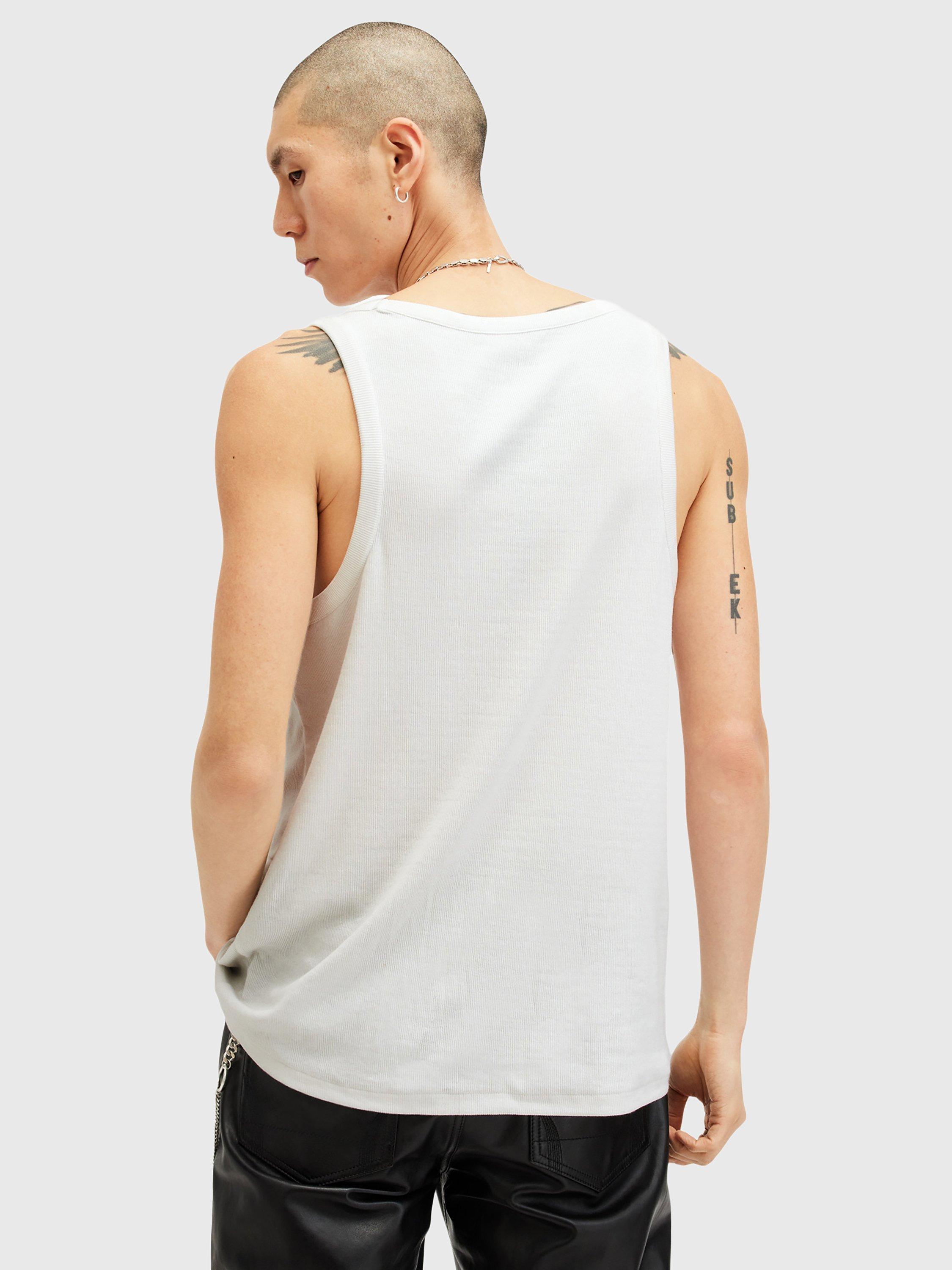 Product image 2 of 9, which shows AllSaints Edwards Organic Cotton Blend Vest, White, XS
