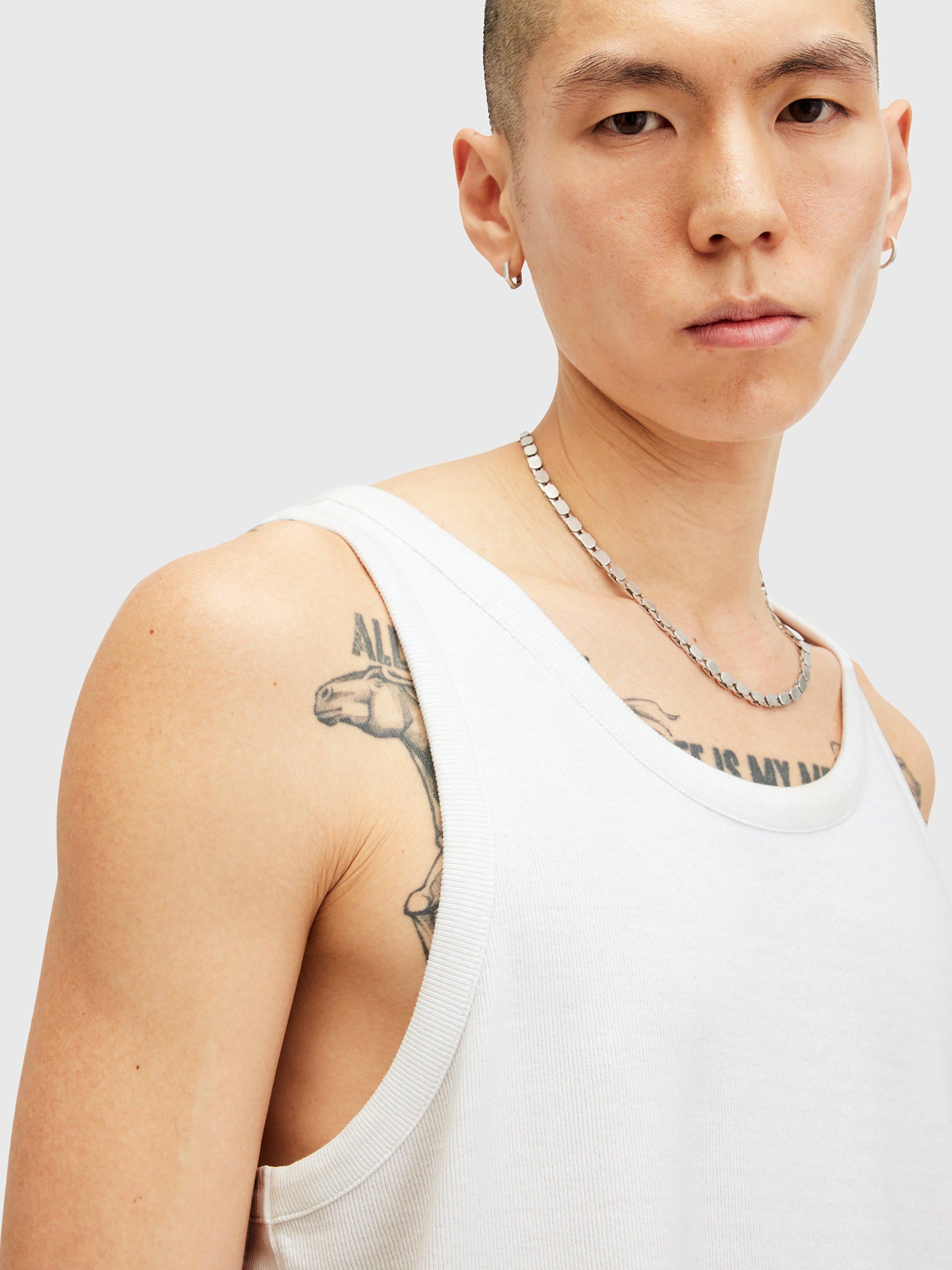 Product image 5 of 9, which shows AllSaints Edwards Organic Cotton Blend Vest, White, XS