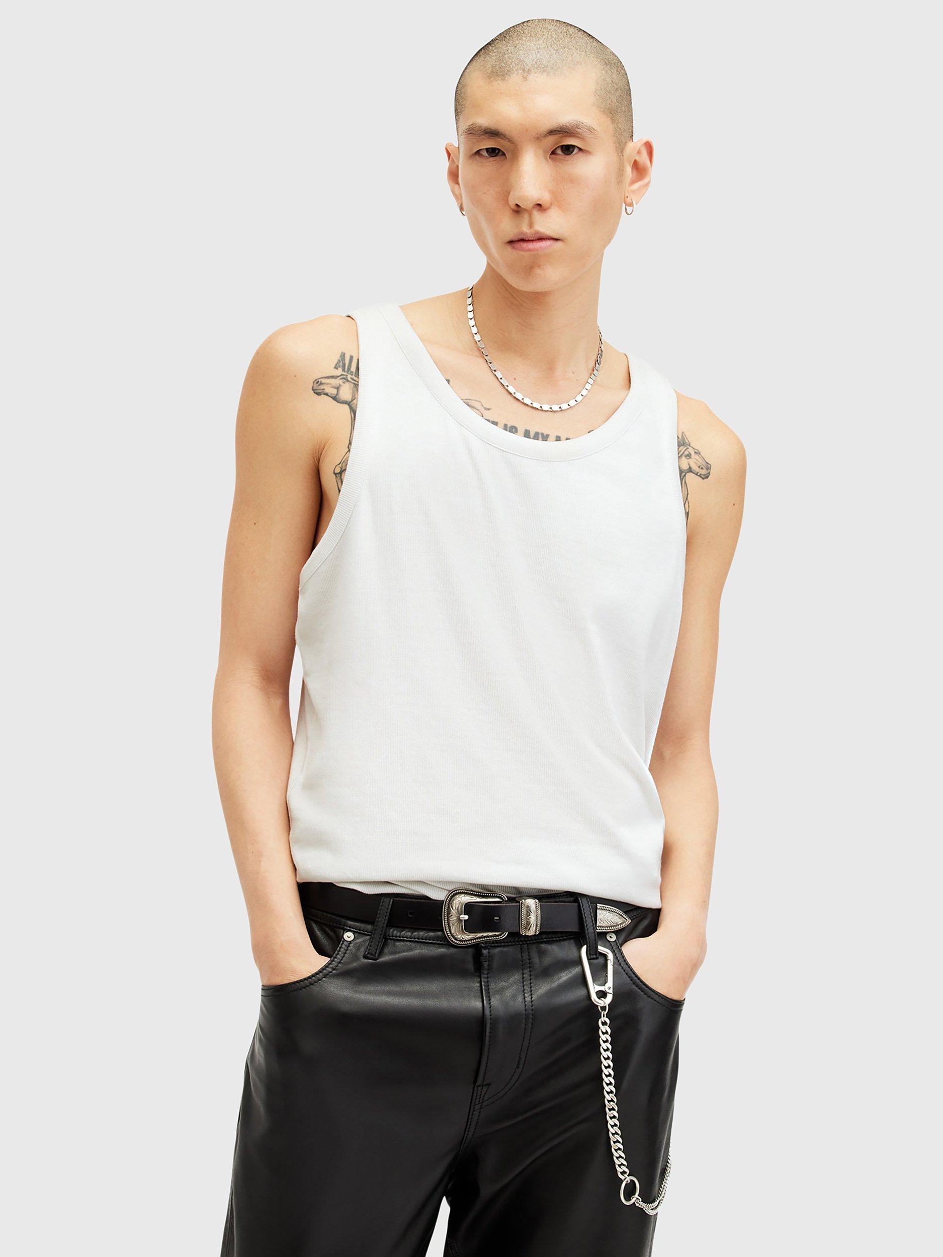Product image 6 of 9, which shows AllSaints Edwards Organic Cotton Blend Vest, White, XS