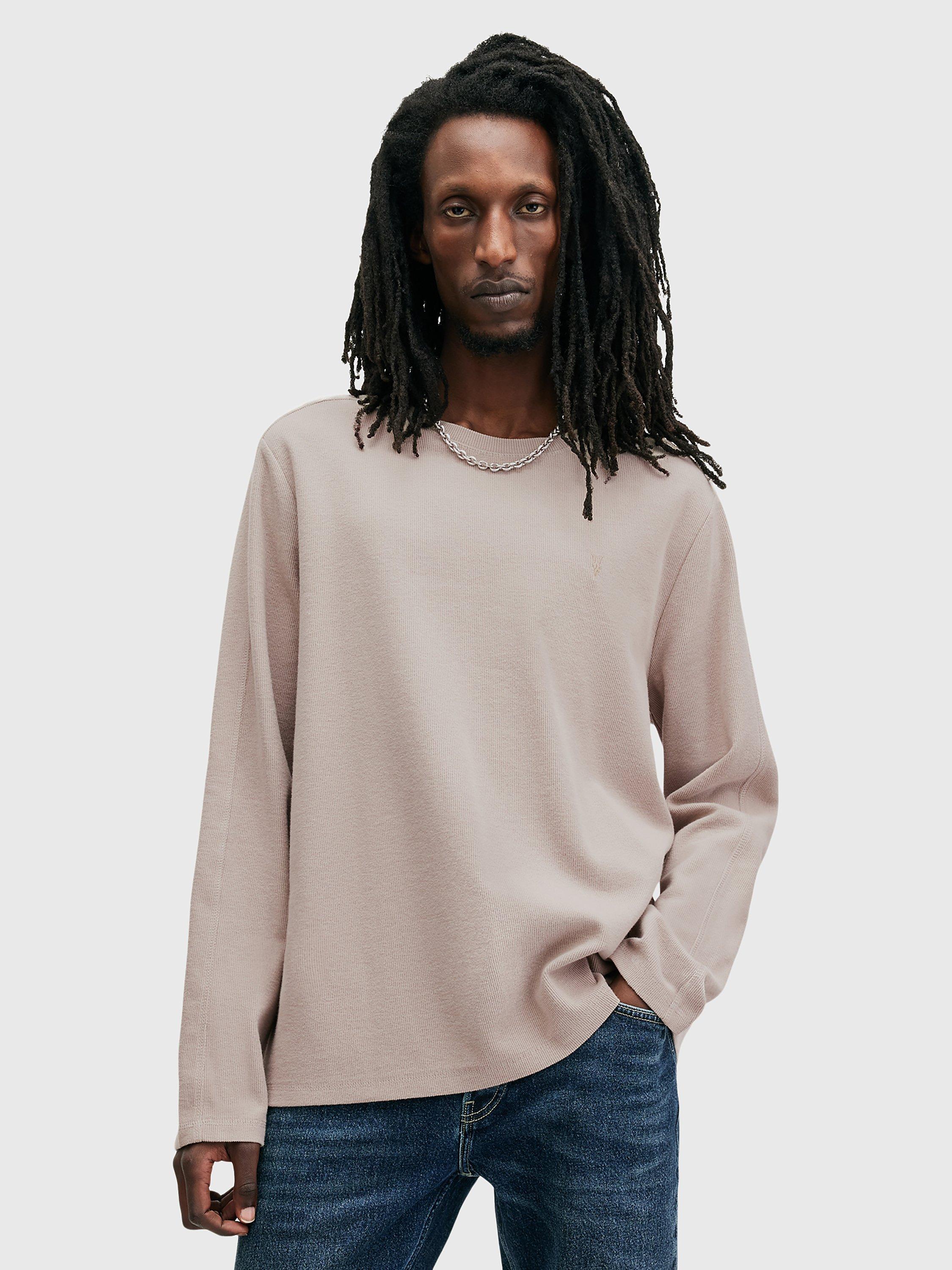 AllSaints Rowe Crew Neck Ribbed Top, Boston Taupe
