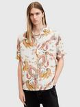 AllSaints Dragon Short Sleeve Shirt, Off White/Multi