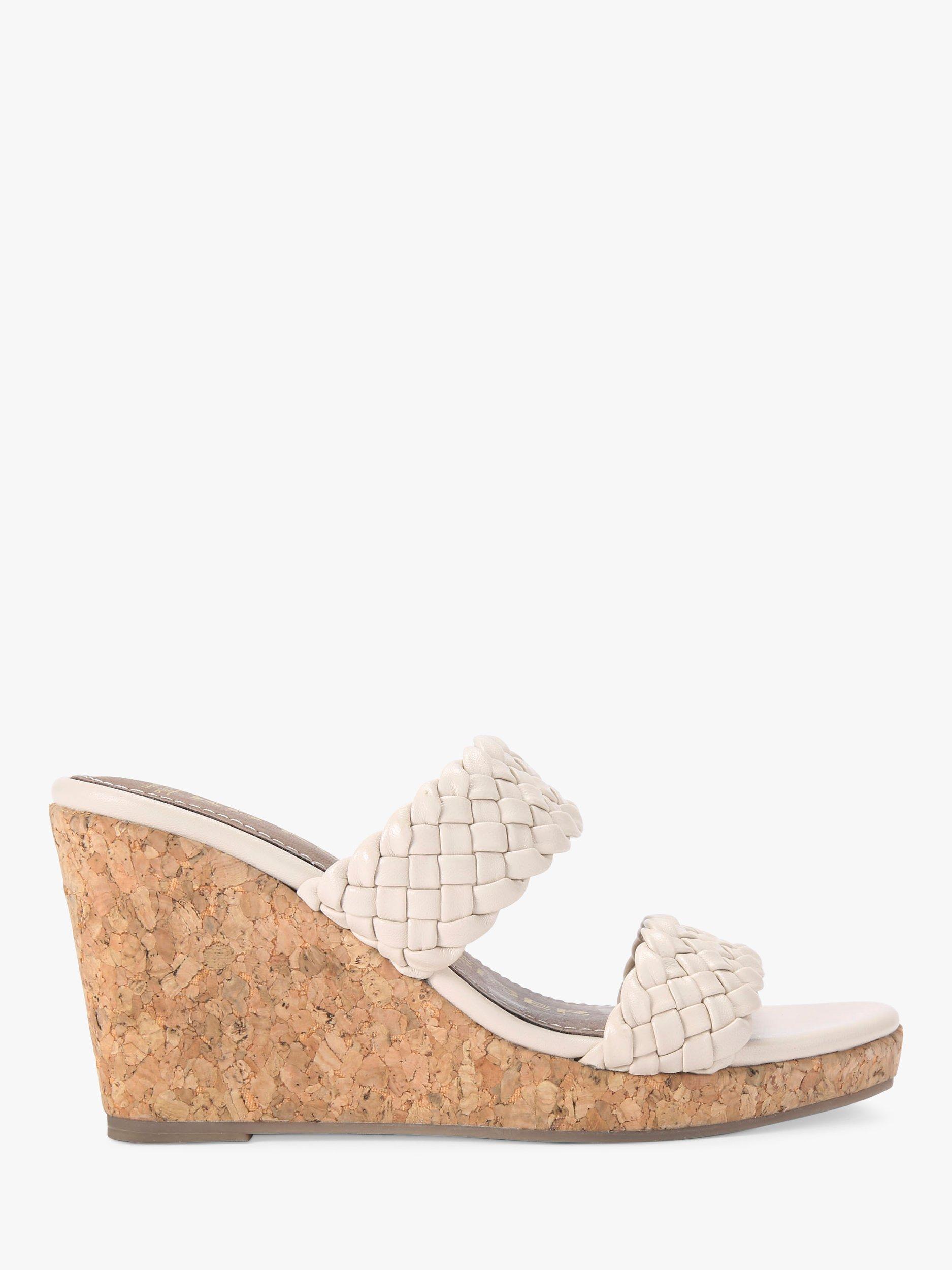 Product image 1 of 4, which shows KG Kurt Geiger Dane Woven Leather Wedged Sandals, Natural Putty, 3