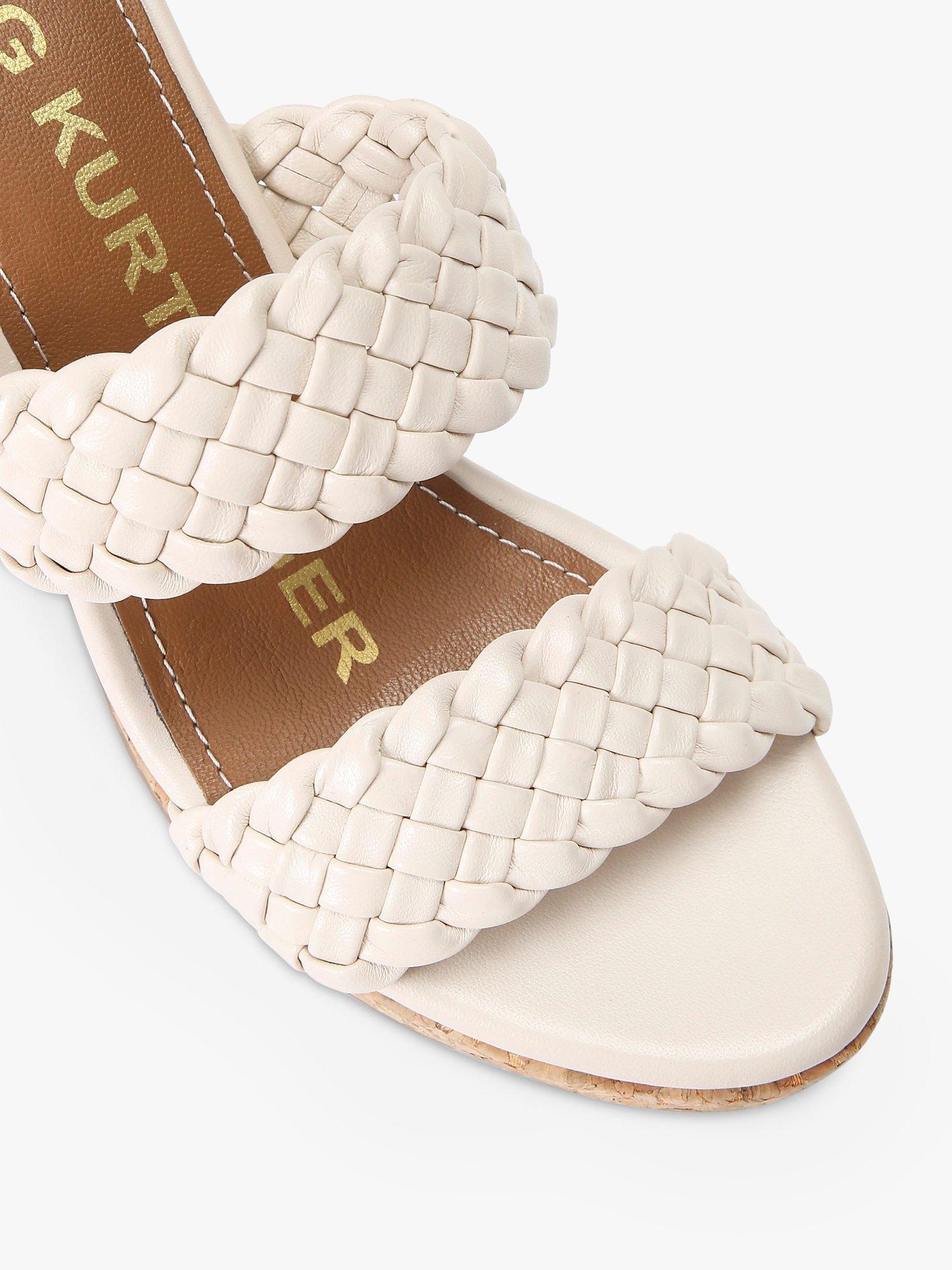 Product image 4 of 4, which shows KG Kurt Geiger Dane Woven Leather Wedged Sandals, Natural Putty, 3