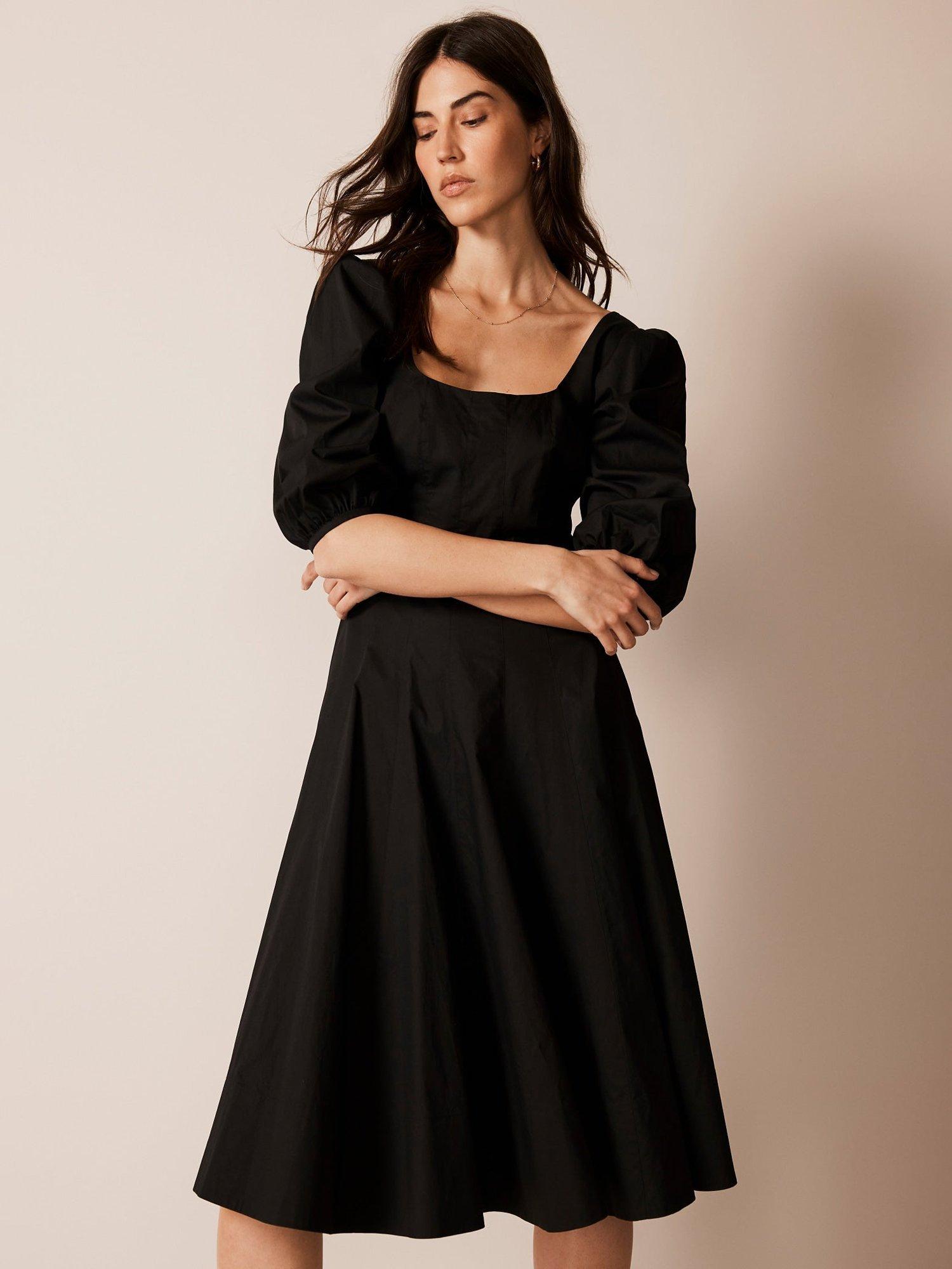Mint Velvet Scoop Neck Midi Dress Black