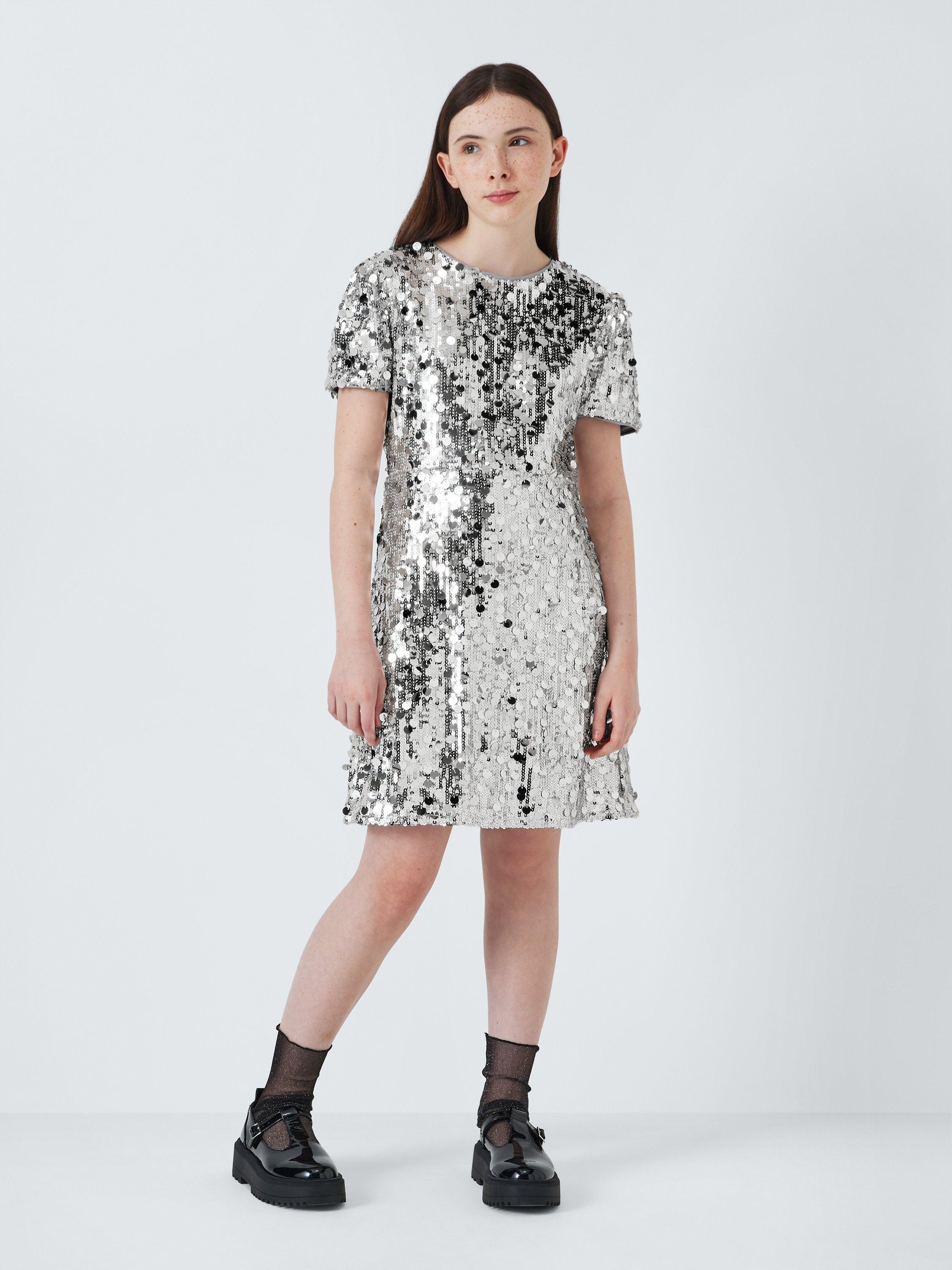 John Lewis Kids Sequin Party Dress Silver