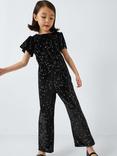 John Lewis Kids' Velour Stars Jumpsuit, Black