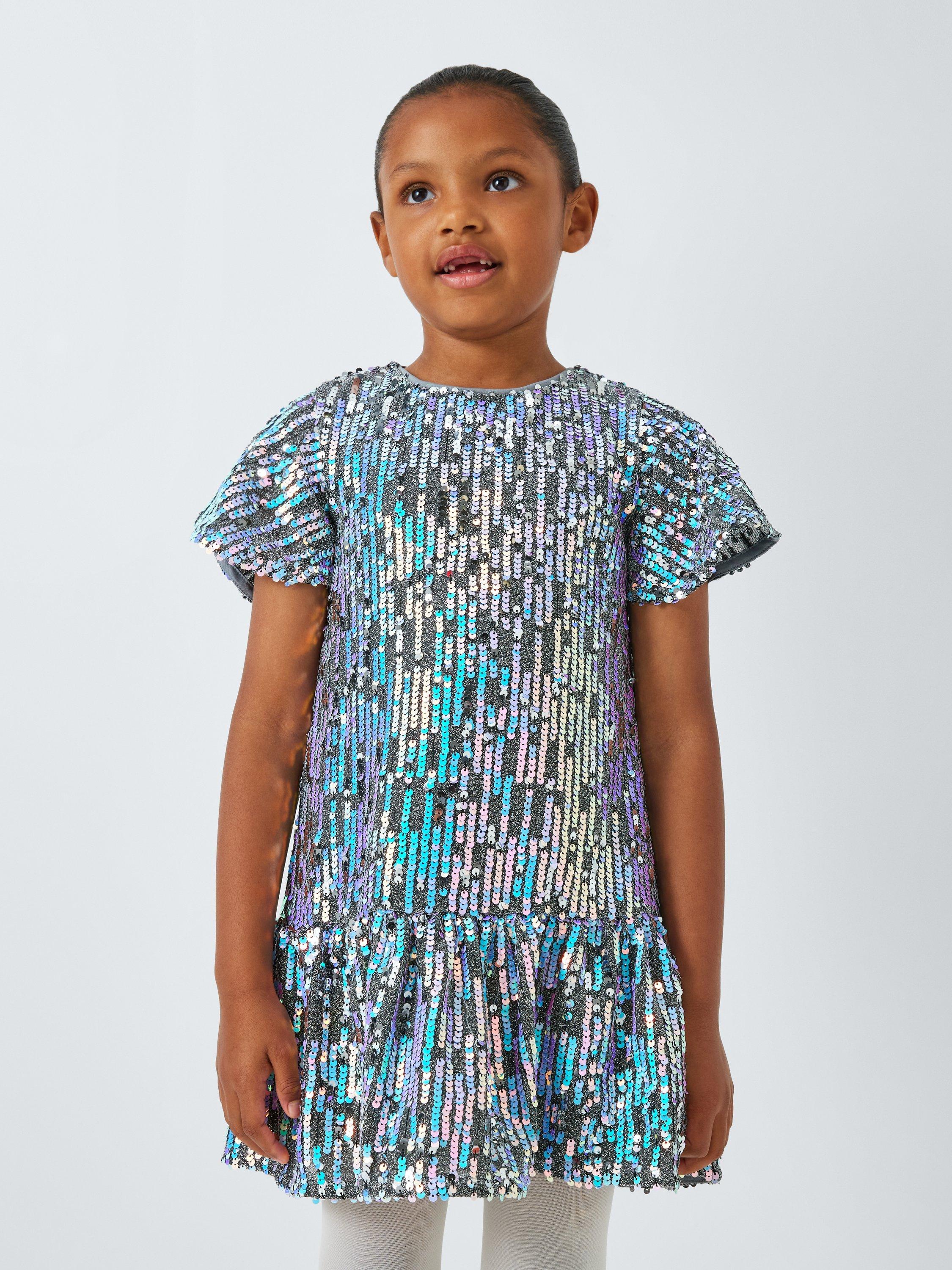 John Lewis Kids Iridescent Sequins Party Dress Multi