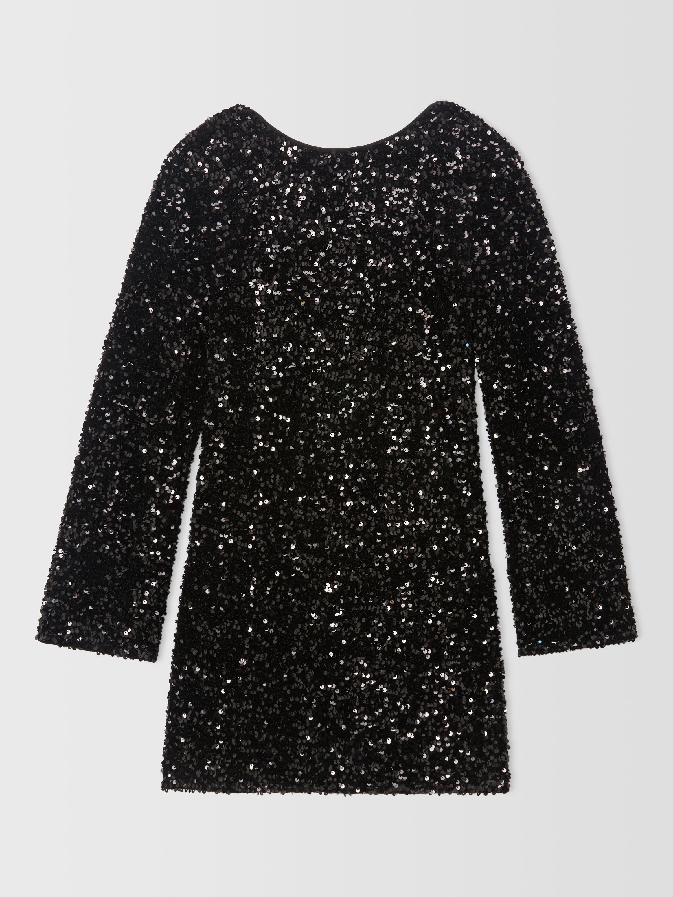 John Lewis Kids Velour Sequin Party Dress Black