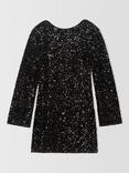 John Lewis Kids' Velour Sequin Party Dress, Black