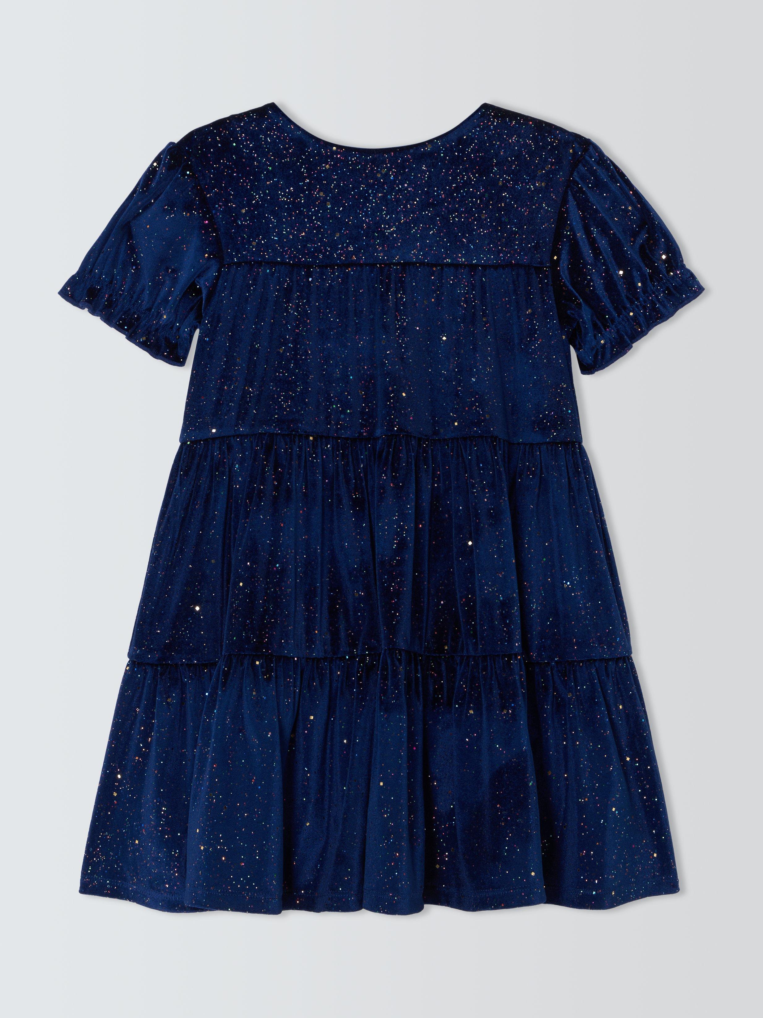 John Lewis Kids Glitter Velour Party Dress Multi