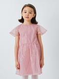 John Lewis Kids' Sequin Mesh Dress, Pink