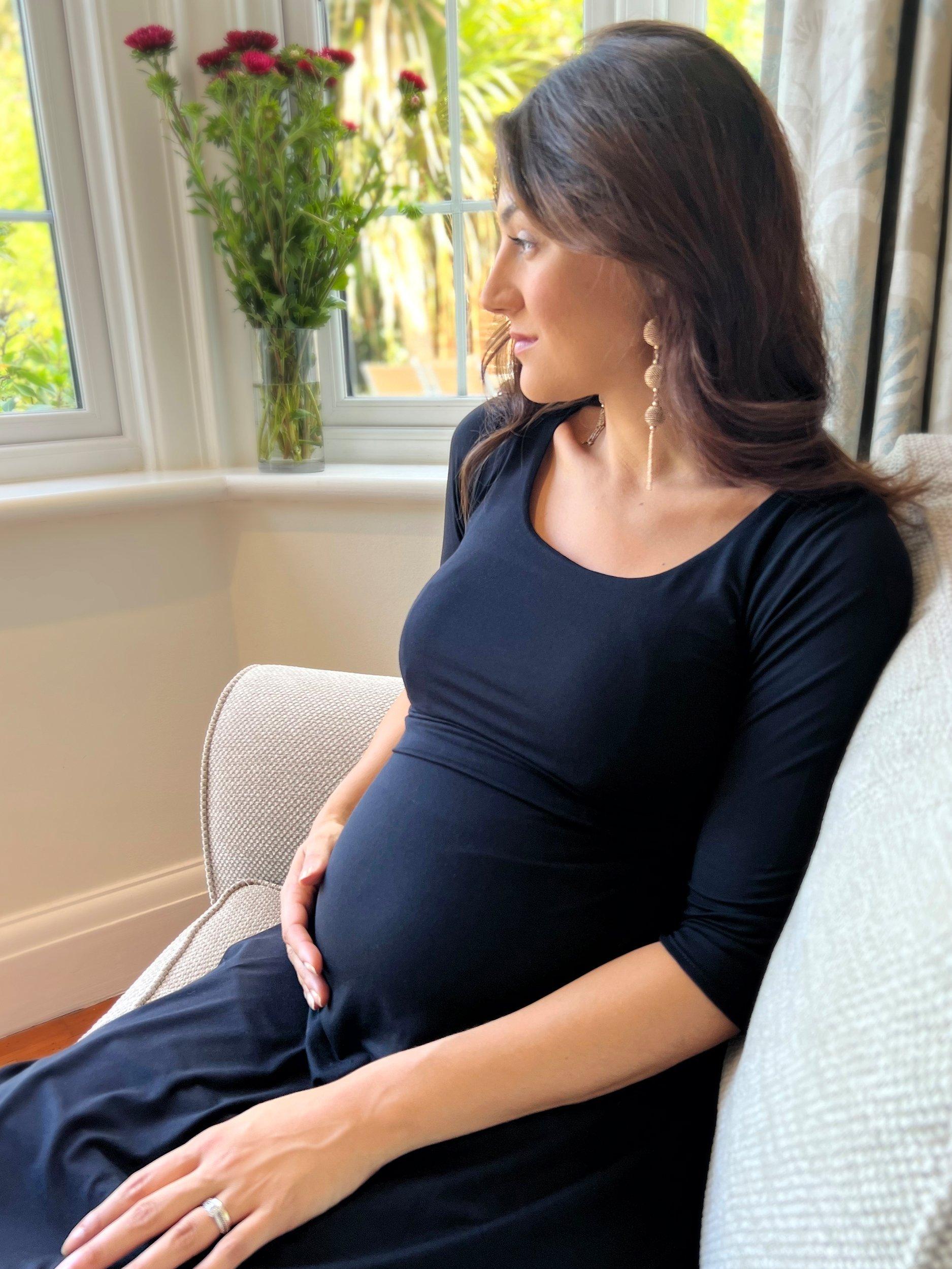 Product image 9 of 10, which shows Tiffany Rose Naomi Maternity & Nursing Dress, Black, 6-8
