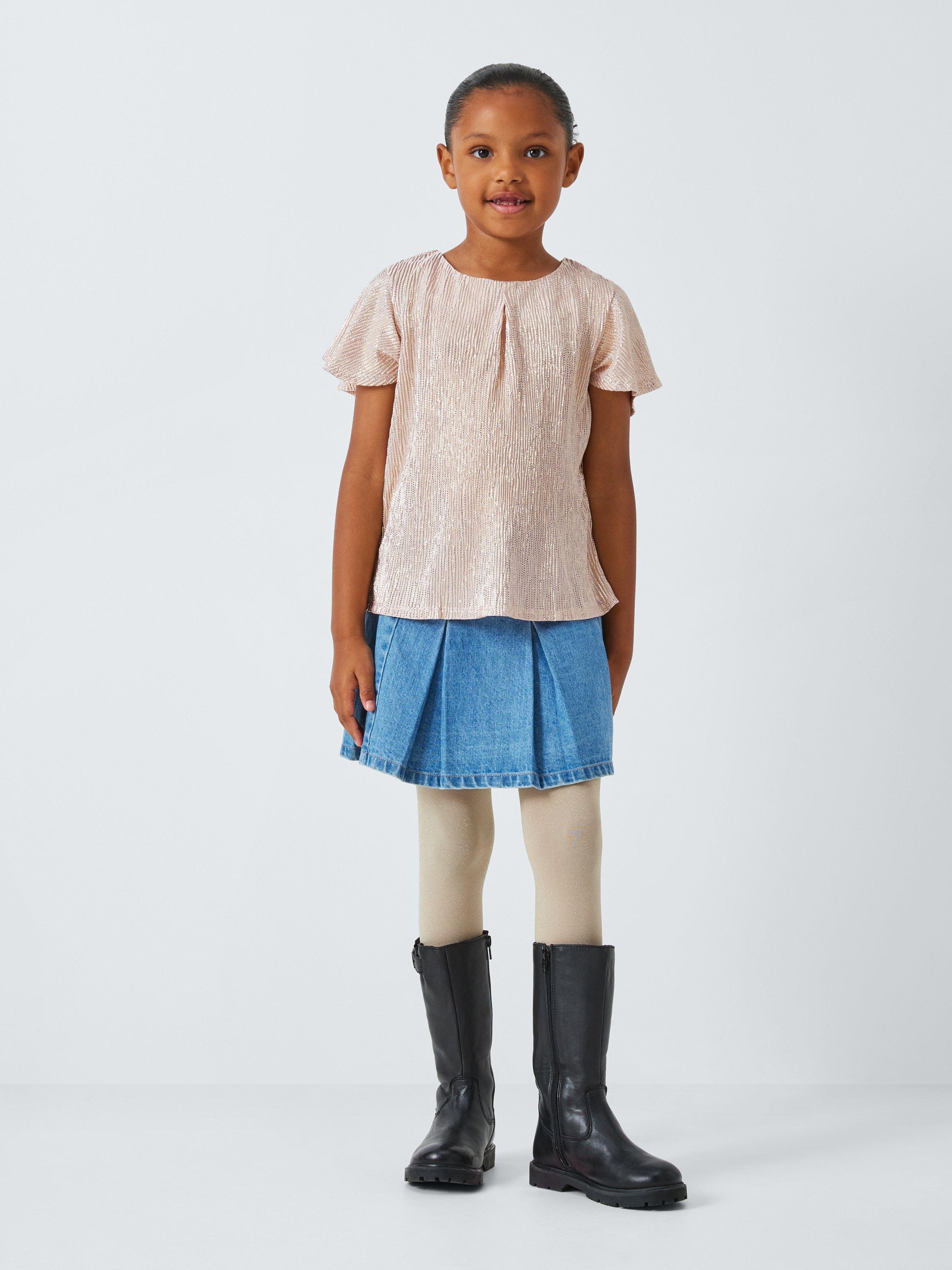 Product image 2 of 7, which shows John Lewis Kids' Crinkle Shimmer Angel Top, Rose Gold, 7 years