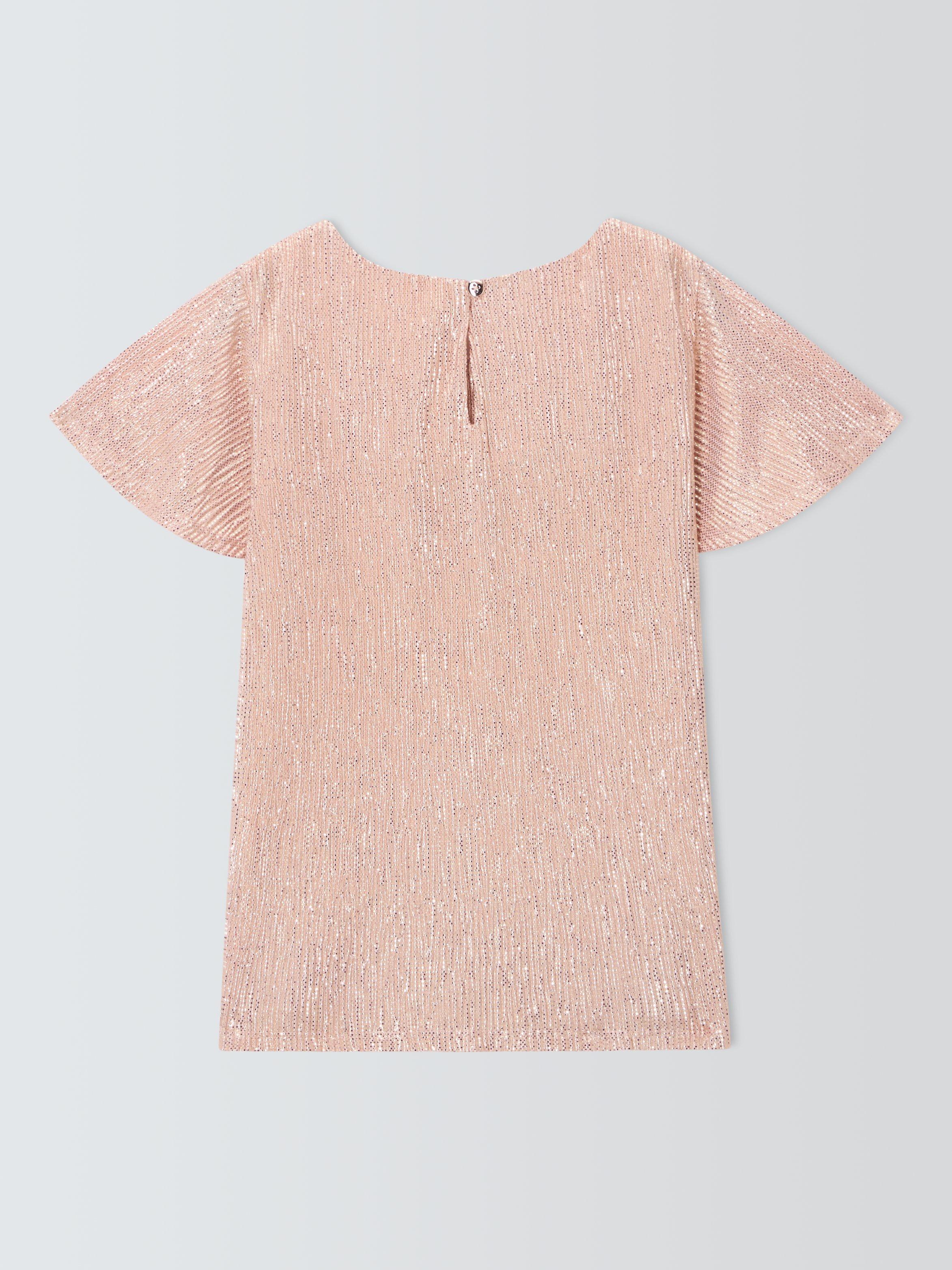 Product image 7 of 7, which shows John Lewis Kids' Crinkle Shimmer Angel Top, Rose Gold, 7 years