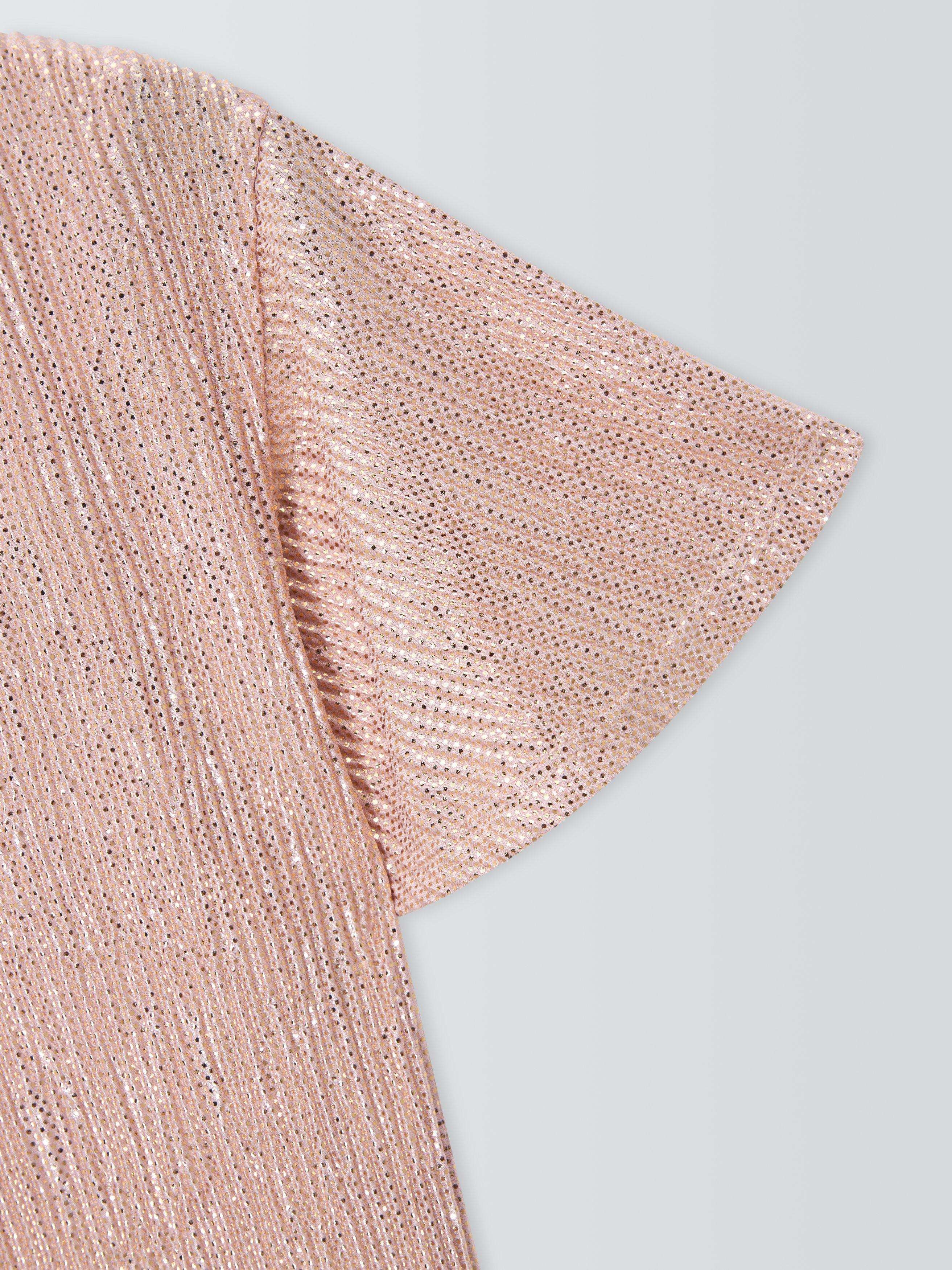 Product image 6 of 7, which shows John Lewis Kids' Crinkle Shimmer Angel Top, Rose Gold, 7 years