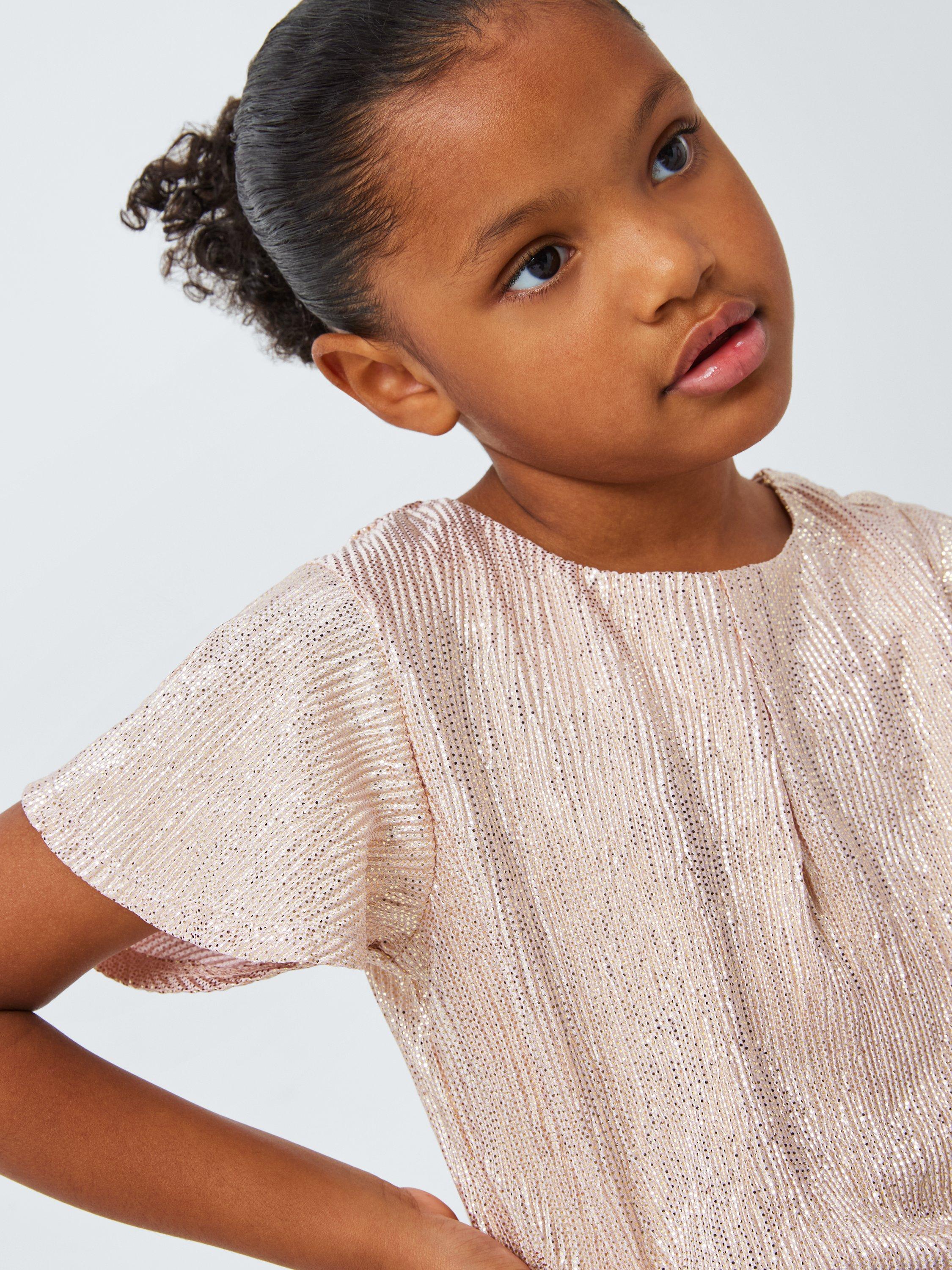 Product image 4 of 7, which shows John Lewis Kids' Crinkle Shimmer Angel Top, Rose Gold, 7 years