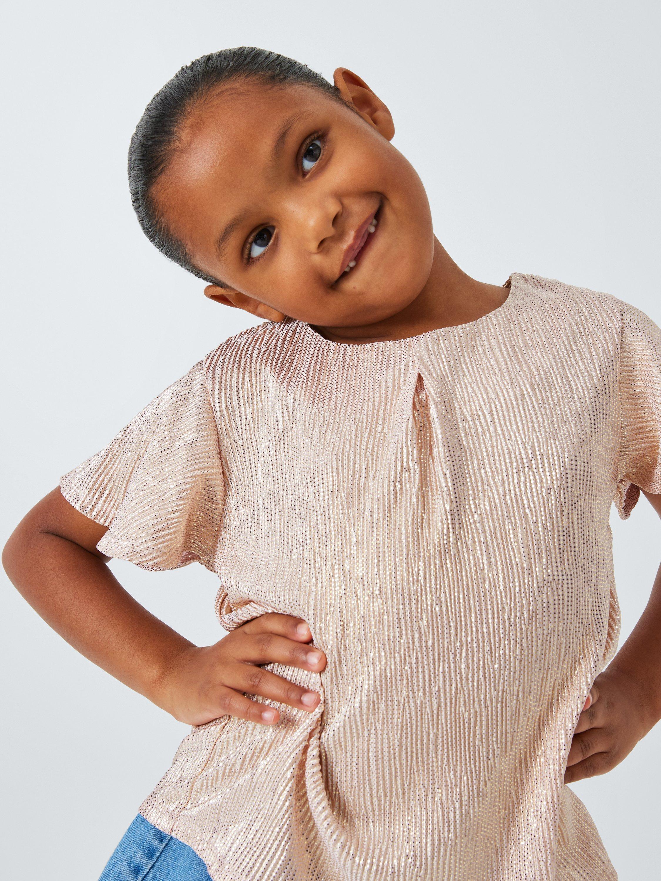Product image 5 of 7, which shows John Lewis Kids' Crinkle Shimmer Angel Top, Rose Gold, 7 years