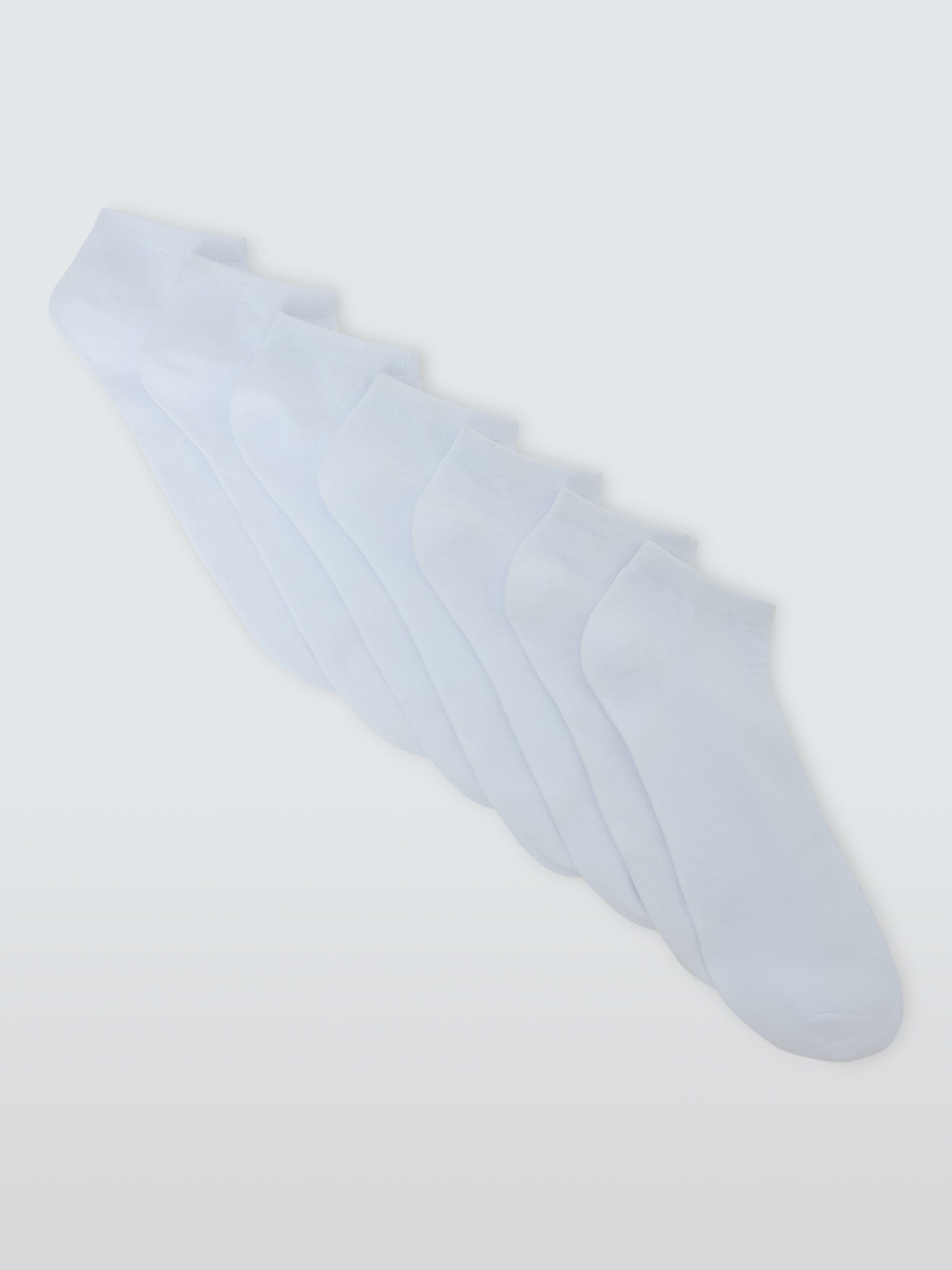 Product image 1 of 2, which shows John Lewis Cotton Mix Trainer Socks, Pack of 7, White, S-M