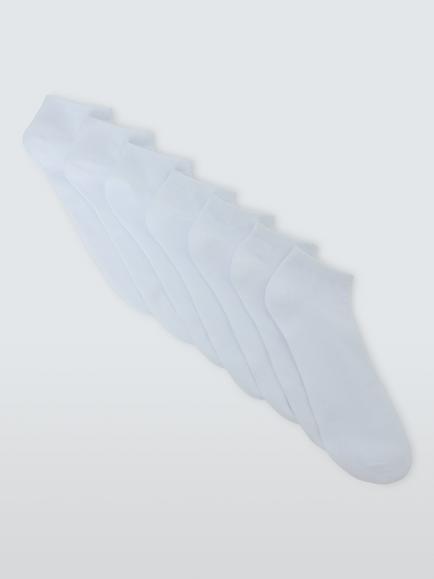 John Lewis Cotton Mix Trainer Socks, Pack of 7, White