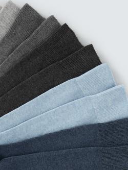 John Lewis Cotton Mix Socks, Pack of 5, Blue Multi - view 2, Blue Multi