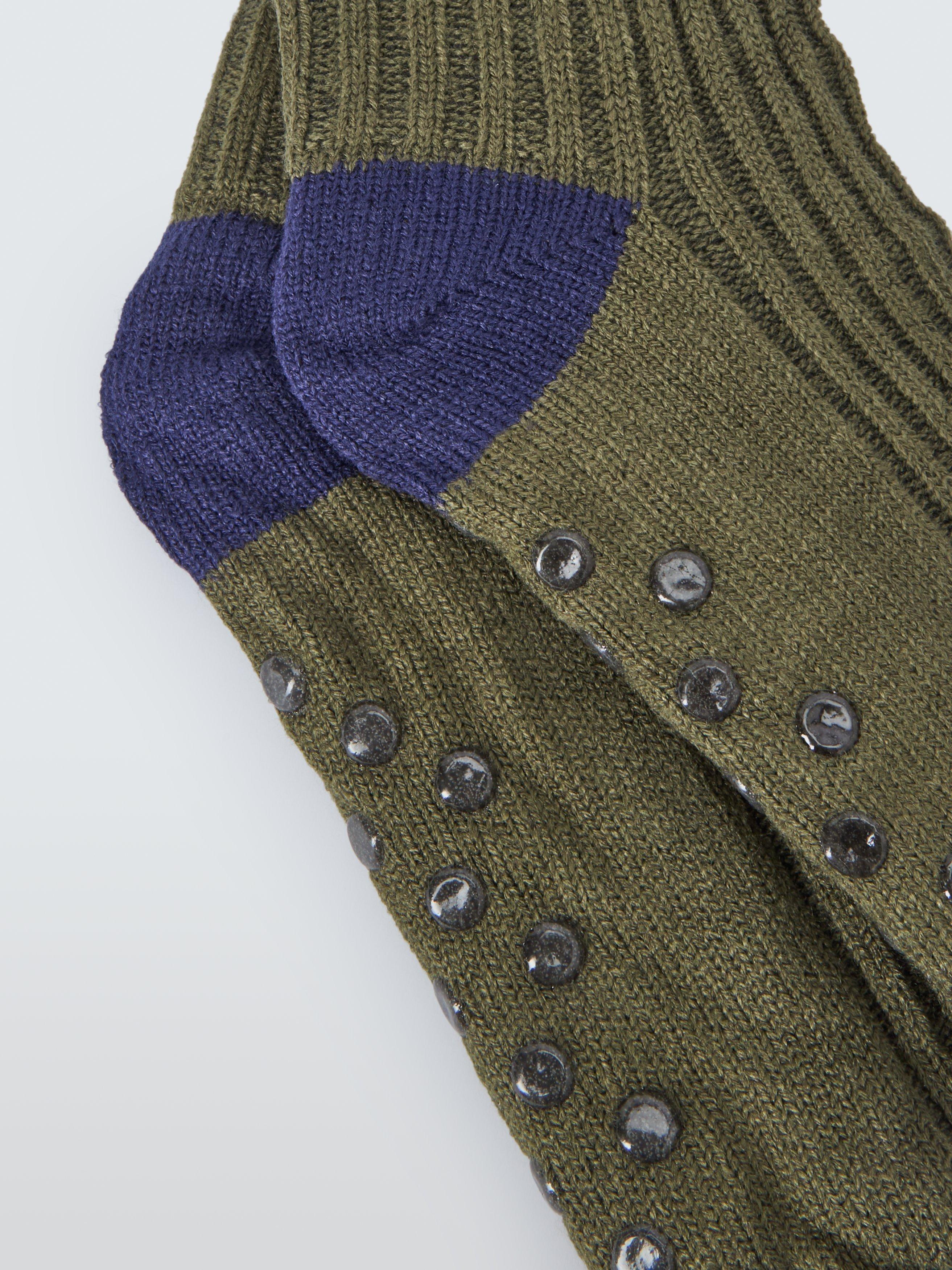 Product image 2 of 2, which shows John Lewis Fleece Lounge Socks, Khaki, S-M