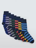 John Lewis Rugby Stripe Socks, Pack of 7, Multi