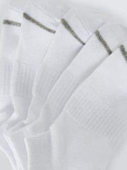 John Lewis Contrast Stripe Trainer Socks, Pack of 5, White - view 2, White