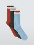 John Lewis Top Stripe Boot Socks, Pack of 3, Multi