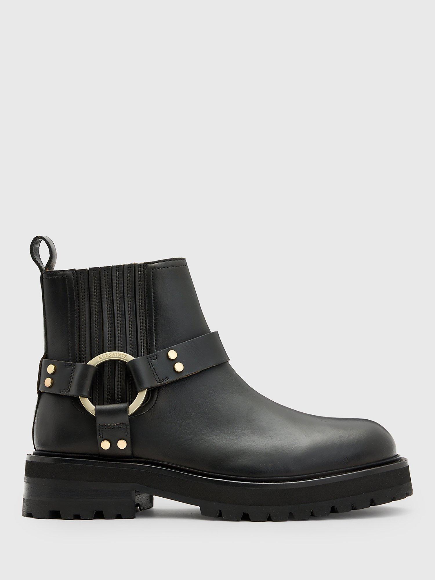 AllSaints Maddie Leather Biker Boots Black