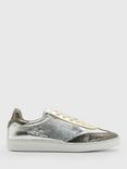 AllSaints Thelma Leather Metallic Trainers, Silver/Multi