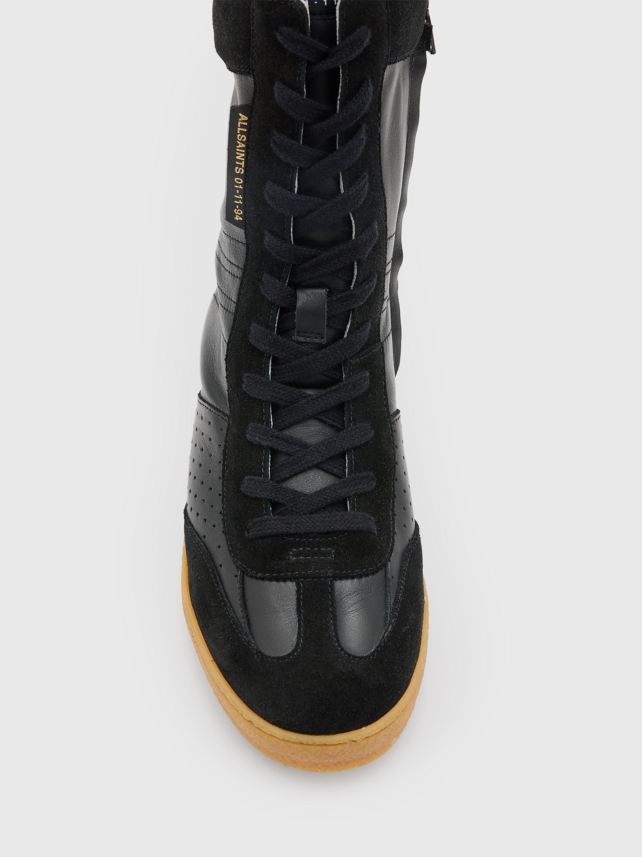 Product image 3 of 6, which shows AllSaints Louise Leather High Top Trainers, Black, EU35